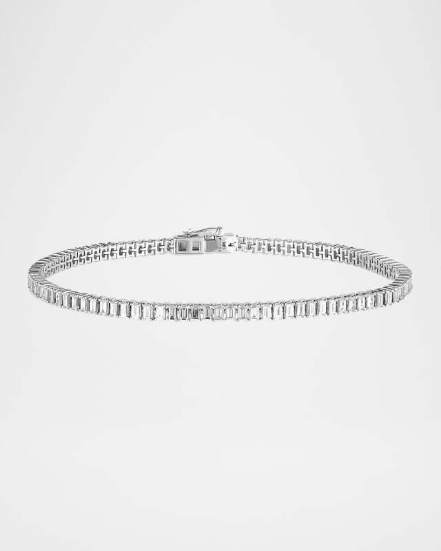 Vertical Row Baguette Diamond Tennis Bracelet, 7"L